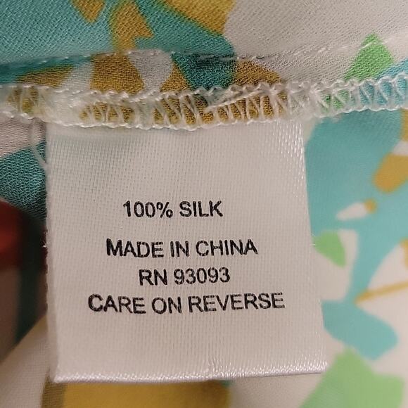 Tyler Boe Silk Floral Lightweight Blouse Size Small Orange Blue - Picture 7 of 8